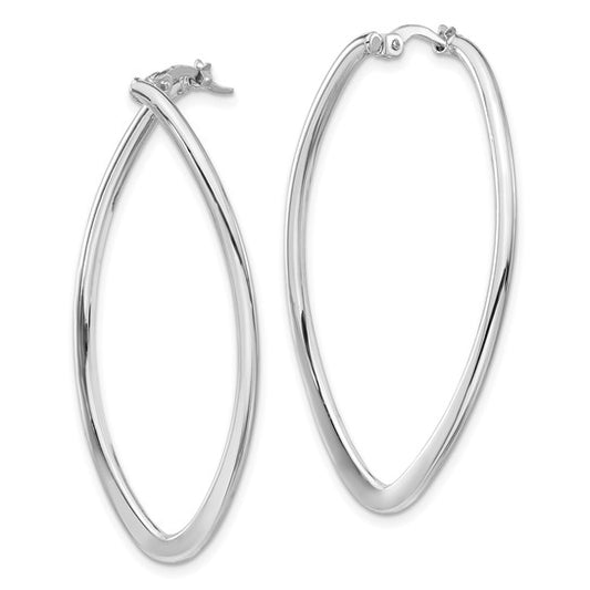 Leslie's 14K White Gold Polished Oval Hoop Earrings
