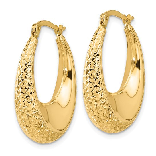 Leslie's 14K Diamond-Cut Oval Hoop Earrings