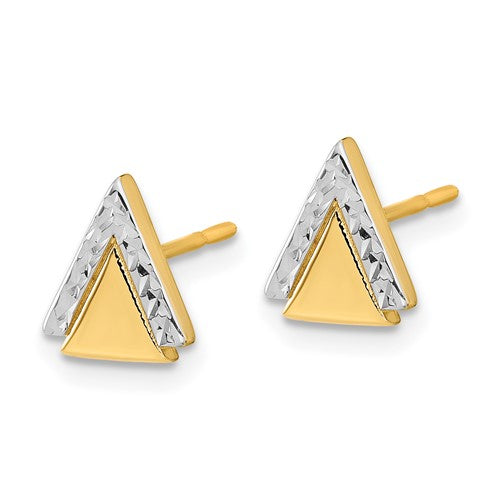 Leslie's 14K with Rhodium Polished and Diamond-cut Triangle Post Earrings