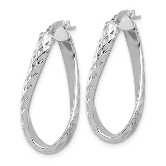 Leslie's 14K White Gold Polished and Diamond-cut Twist Hoop Earrings