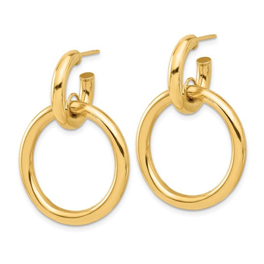 Leslie's 14K Polished Circle Dangle Hoop Post Earrings