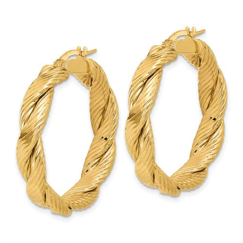 Leslie's 14K Polished and Textured Braided Hoop Earrings