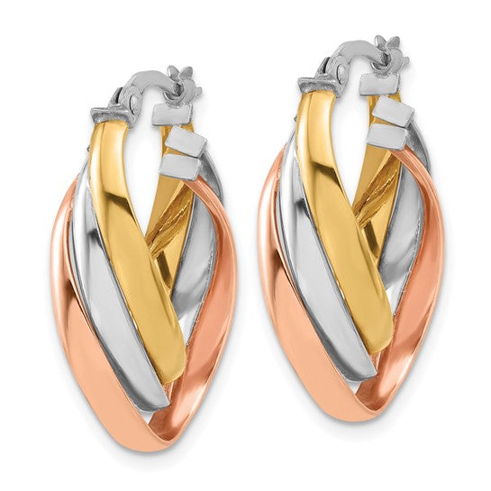Leslie's 14K Tri-color Polished Twist Hoop Earrings
