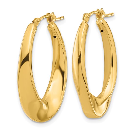 Leslie's 14K Polished Hollow Oval Twist Hoop Earrings