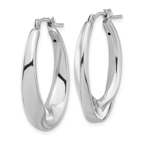 Leslie's 14K White Gold Polished Hollow Oval Twist Hoop Earrings