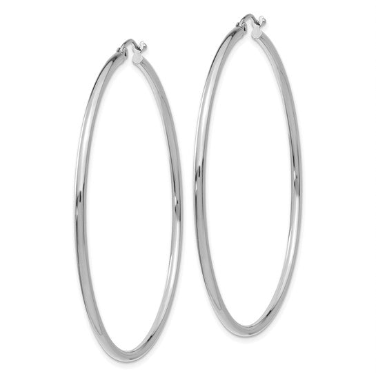 Leslie's 14k White Gold Polished 2x55mm Polished Hoop Earrings