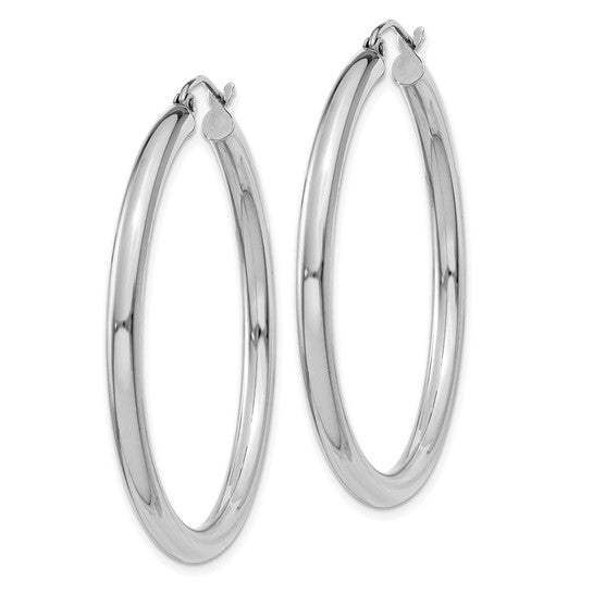 Leslie's 14k White Gold Polished 3mm Polished Hoop Earrings