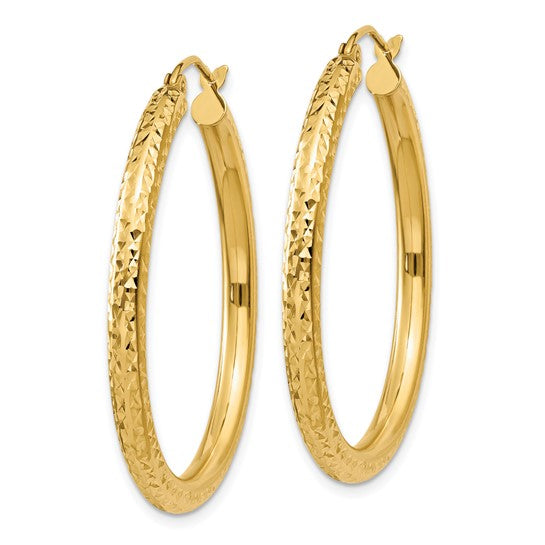 Leslie's 14k Diamond-cut 3mm Round Hoop Earrings