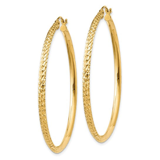 Leslie's 14k Knife Edge D/C Hollow Hoop Earrings