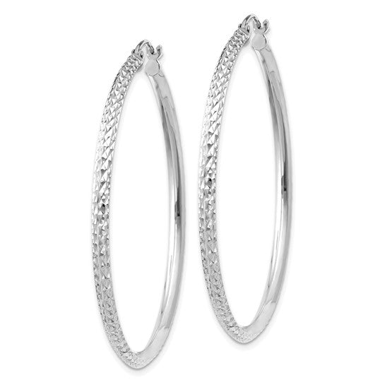 Leslie's 14k WG Knife Edge D/C Hollow Hoop Earrings