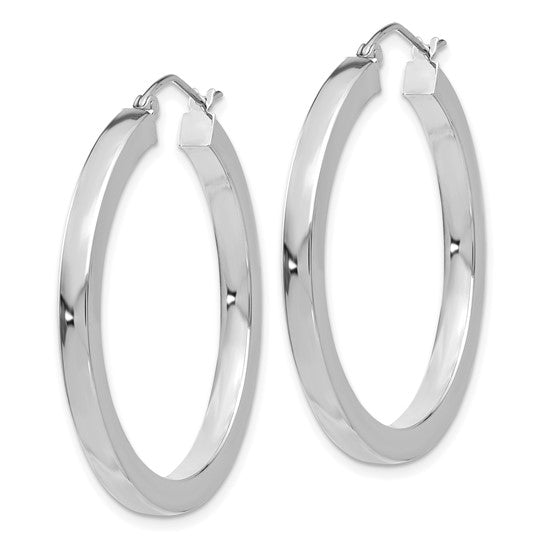 Leslie's 14k White Gold 3mm Polished Square Tube Hoop Earrings