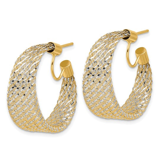 Leslie's 14K Two-tone Braided Mesh Stretch Post Hoop Earrings