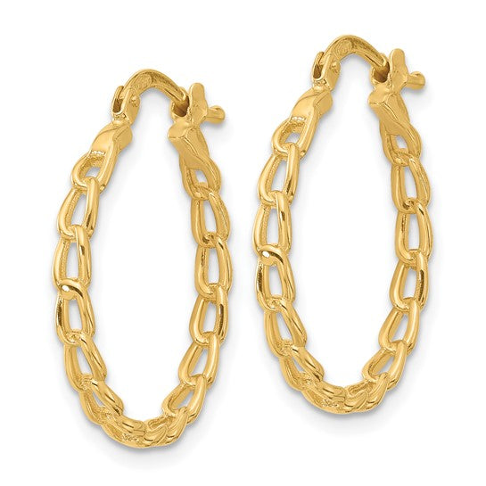 Leslie's 14K Polished Curb Link Design Hoop Earrings