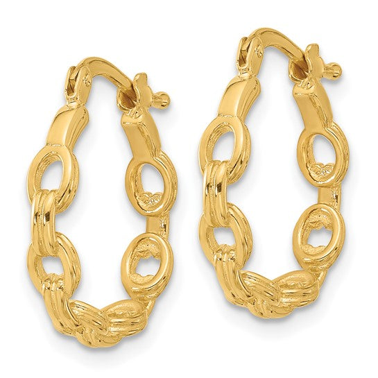 Leslie's 14K Polished Link Design Hoop Earrings
