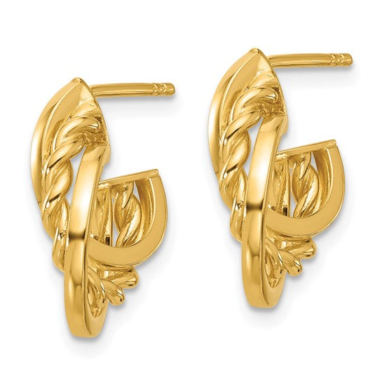 Leslie's 14K Polished Twisted J-Hoop Post Earrings