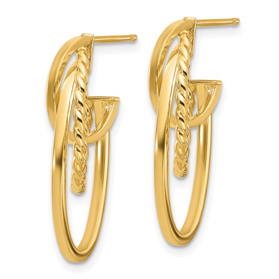 Leslie's 14K Polished and Twisted Oval J-Hoop Post Earrings