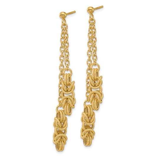 Leslie's 14K Polished and Textured Dangle Post Earrings