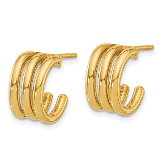 Leslie's 14K Polished Oval J-Hoop Post Earrings