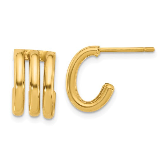 Leslie's 14K Polished Oval J-Hoop Post Earrings