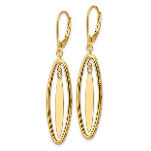 Leslie's 14K Polished and Textured Dangle Leverback Earrings