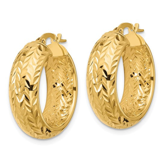 Leslie's 14k Polished and D/C Hoop Earrings