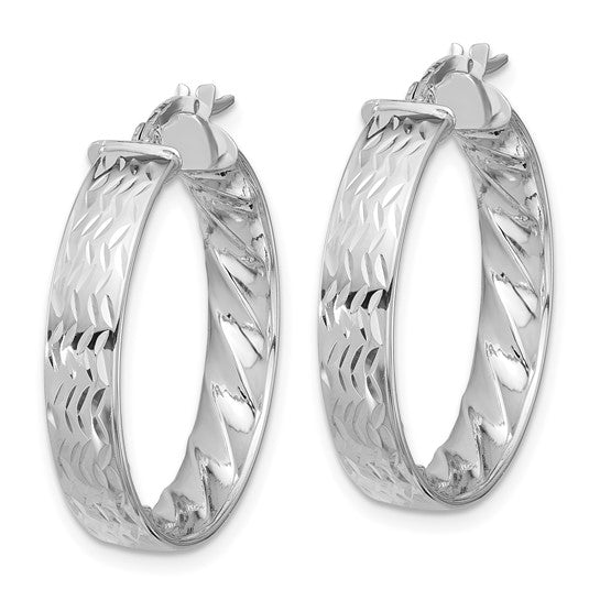 Leslie's 14k White Gold Polished and D/C Hoop Earrings