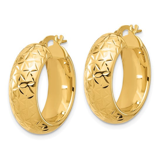 Leslie's 14k Polished and D/C Half Round Circle Hoop Earrings