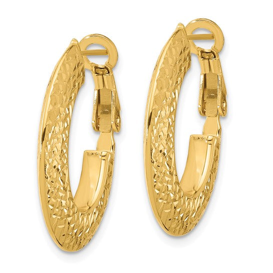 Leslie's 14k Polished and D/C Knife Edge Omega Back Hoop Earrings