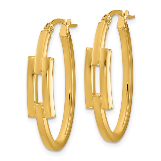 Leslie's 14k Polished Oval Sqare Tube Hoop Earrings