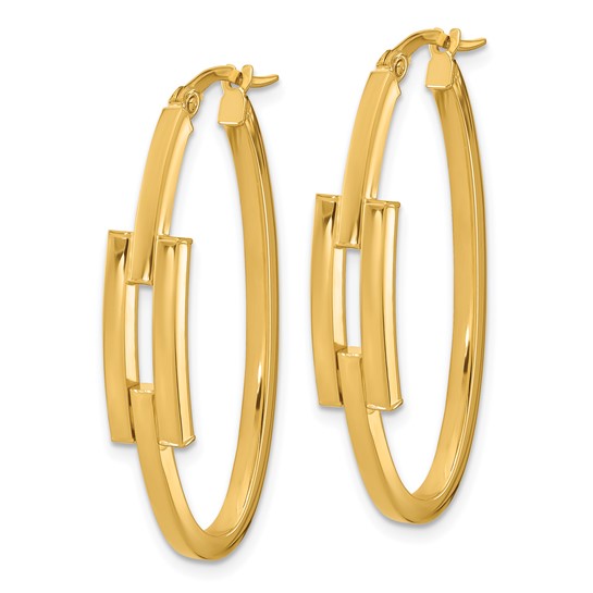Leslie's 14k Polished Oval Square Tube Hoop Earrings