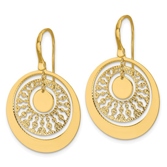 Leslie's 14K Polished and Diamond-cut Circles Dangle Earrings