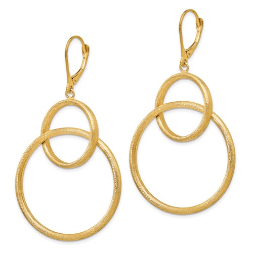 Leslie's 14K Scratch Finish Round Leverback Earrings
