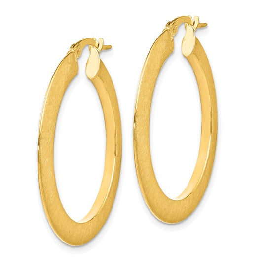 Leslie's 14K Brushed Hinged Hoop Earrings