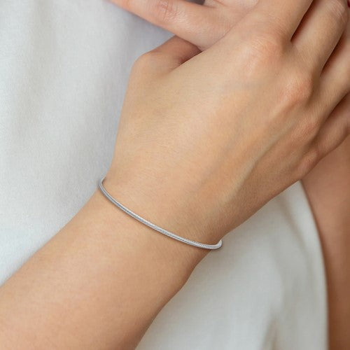 Leslie's 14K White Gold Polished Textured Slip-on Bangle