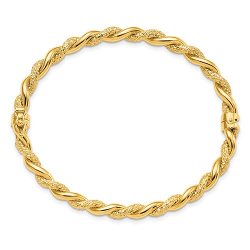 Leslie's 14K Twisted D/C and Polished Hinged Bangle