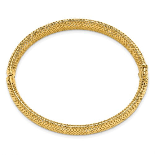 Leslie's 14K Polished Textured Hinged Bangle
