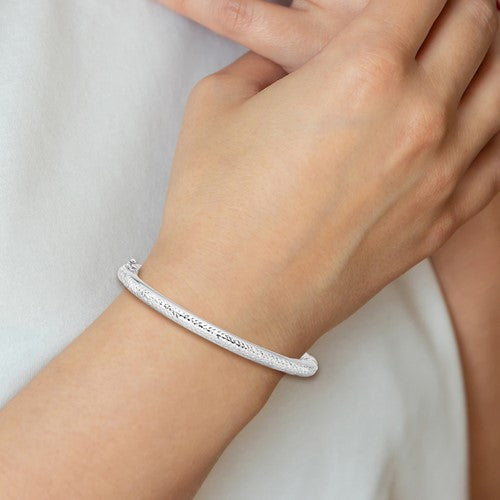 Leslie's 14K White Gold Polished D/C Hinged Bangle