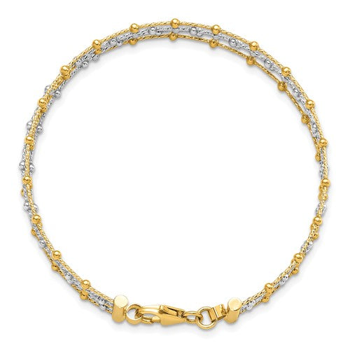 Leslie's 14K Two-Tone Beaded Multi-strand Wire Bangle