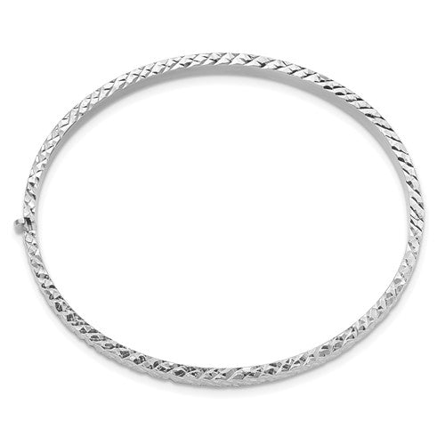 Leslie's 14K White Gold Polished D/C Hinged Bangle