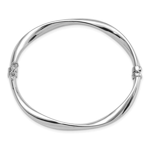 Leslie's 14K White Gold Polished Twisted Hinged Bangle