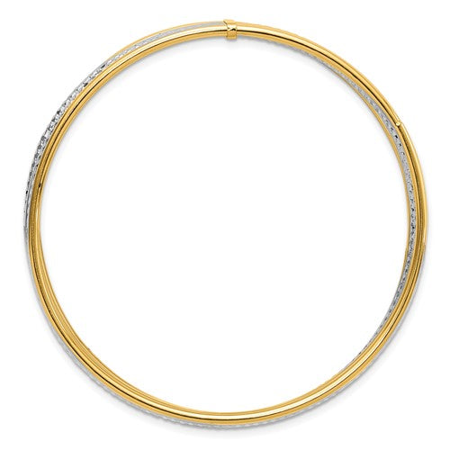 Leslie's 14K Two-tone Diamond-cut 7 Layer Slip on Bangle