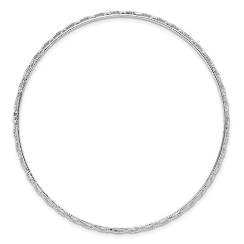 Leslie's 14K White Gold Polished and Textured Slip-on Bangle