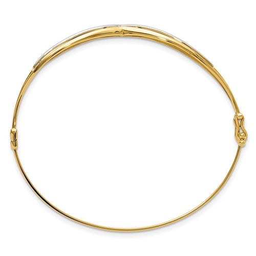 Leslie's 14K with Rhodium Polished Fancy Hinged Bangle
