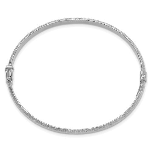Leslie's 14K White Gold Polished/D/C/Laser Textured Hinged Bangle