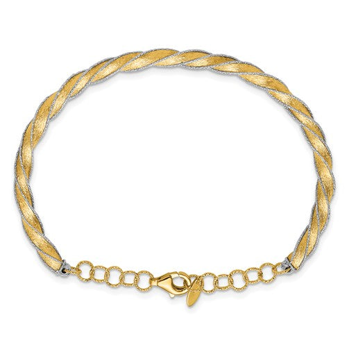 Leslie's 14K Two-tone Polished/Satin/Dia-cut Fancy Adjustable Bangle