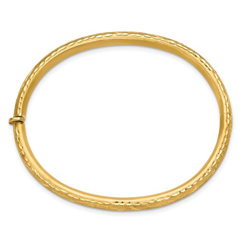 Leslie's 14K Satin and Diamond-cut Hinged Bangle