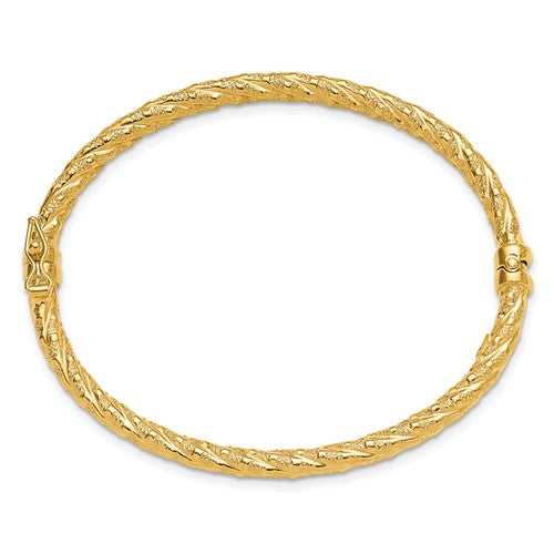 Leslie's 14k Polished and Textured Twisted Hinged Bangle