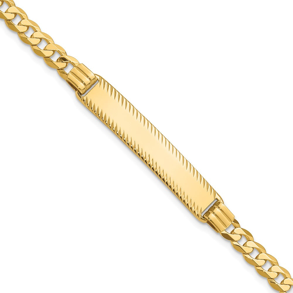 14K Curb Link Diamond Cut ID Bracelet