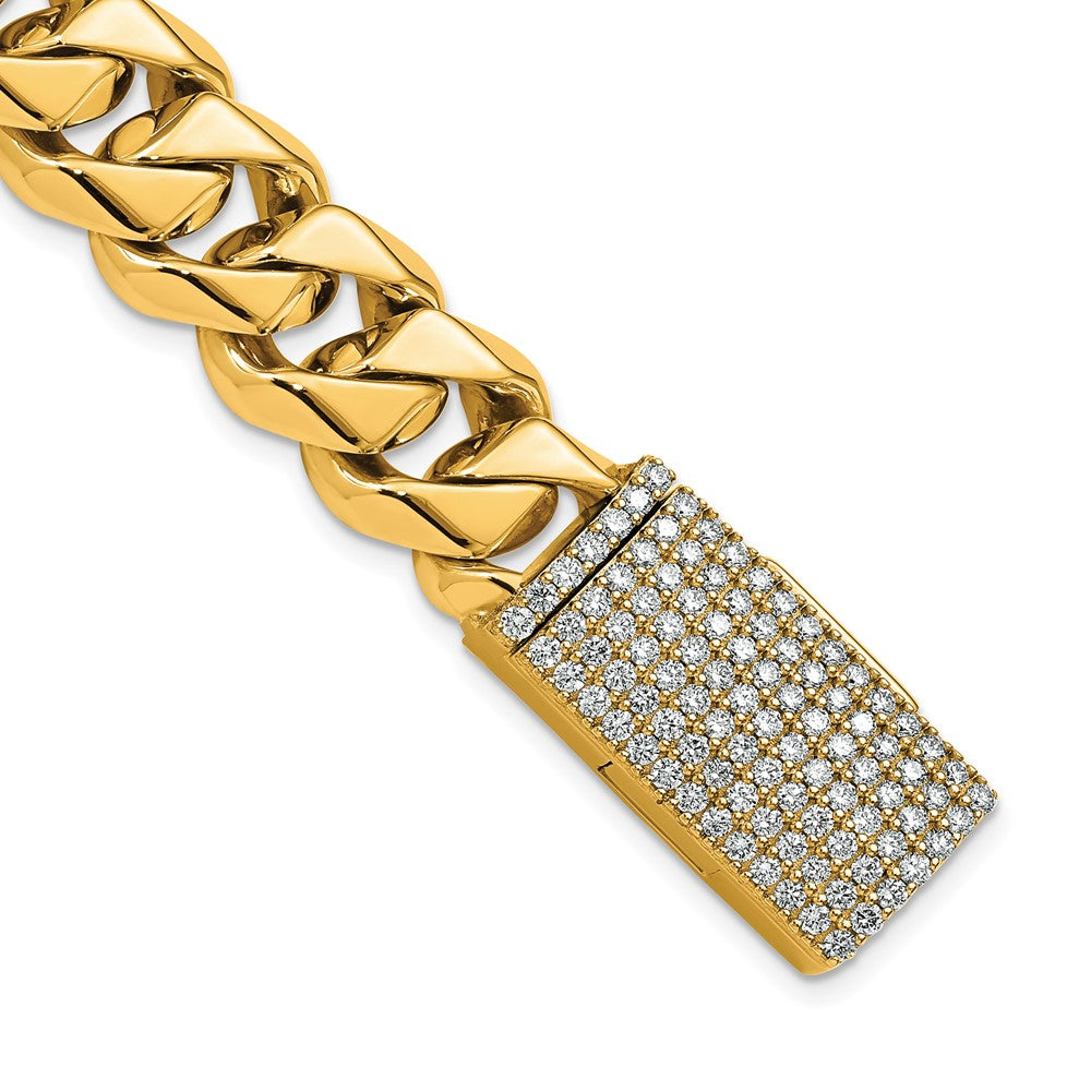 14k 14mm Hand-Polished Traditional Link Diamond Clasp Chain