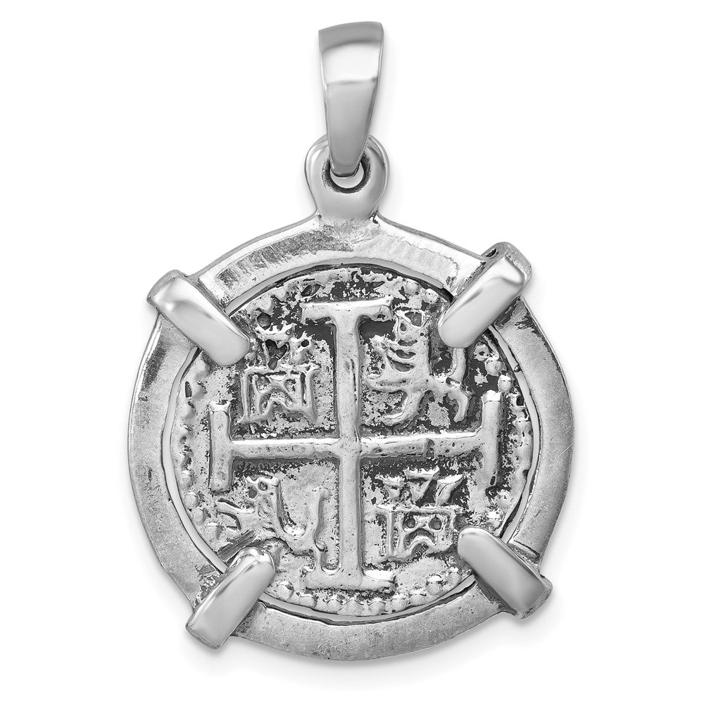 Sterling Silver Rhodium-plated Polished & Antiqued Medieval Coin Pendant